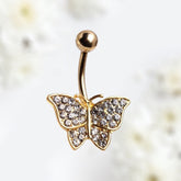 14G Gold Butterfly Belly Button Ring